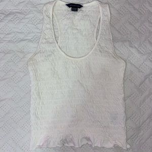 white ruffled tank top !